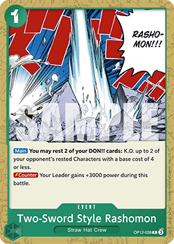 [OP12-038] One Piece Card Game: Two-Sword Style Rashomon Common Single Card (Legacy of the Master) - English One Piece Card Game single card