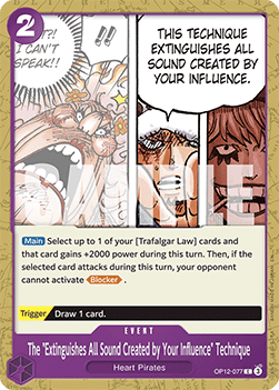 [OP12-077] One Piece Card Game: The "Extinguishes All Sound Created by Your Influence" Technique Common Single Card (Legacy of the Master) - English One Piece Card Game single card