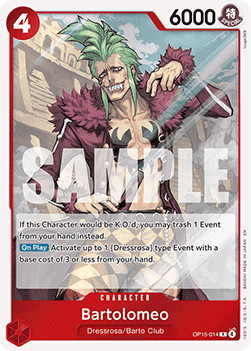 [OP15-014] One Piece Card Game: Bartolomeo Rare Single Card (Adventure on Kami’s Island) - English One Piece Card Game single card