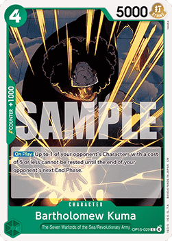 [OP15-029] One Piece Card Game: Bartholomew Kuma Common Single Card (Adventure on Kami’s Island) - English One Piece Card Game single card