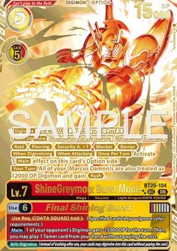 ShineGreymon: Burst Mode / Final Shining Burst (BT25-104) (V.3) - Dual Revolution (Alternative Art) [BT-25-104]