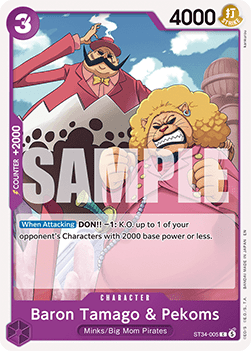 [ST34-005] One Piece Card Game: Baron Tamago & Pekoms Common Single Card (Starter Deck: Purple Charlotte Katakuri) - English One Piece Card Game single card