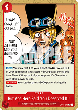 [ST35-OP13-019] One Piece Card Game: But Ace Here Said You Deserved It!! Rare Single Card (Starter Deck: Red/Black Sabo) - English One Piece Card Game single card