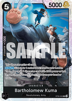 [ST35-005] One Piece Card Game: Bartholomew Kuma Super Rare Single Card (Starter Deck: Red/Black Sabo) - English One Piece Card Game single card