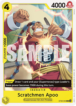 [ST36-003] One Piece Card Game: Scratchmen Apoo Common Single Card (Starter Deck: Yellow Eustass "Captain" Kid) - English One Piece Card Game single card