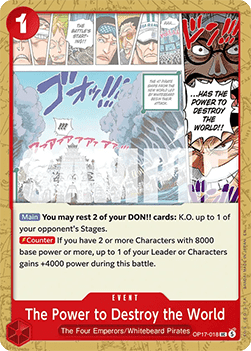 [OP17-018] One Piece Card Game: The Power to Destroy the World Uncommon Single Card (The World’s Strongest Warriors) - English One Piece Card Game single card