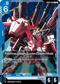 Gundam Card Game Full Armor Unicorn Gundam (Destroy Mode) GD03-010 Uncommon single card – Steel Requiem