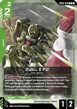 Gundam Card Game Zaku II FZ GD03-020 Rare single card – Steel Requiem