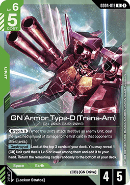 Gundam Card Game GN Armor Type-D (Trans-Am) GD04-019 Rare single card – Phantom Aria
