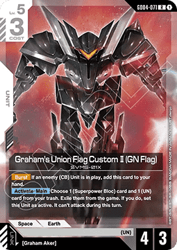 Gundam Card Game Graham's Union Flag Custom II (GN Flag) GD04-071 Rare single card – Phantom Aria
