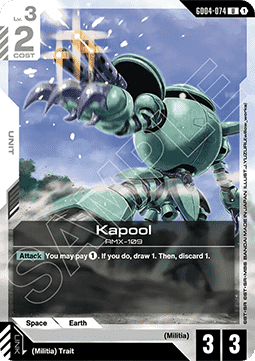 Gundam Card Game Kapool GD04-074 Uncommon single card – Phantom Aria