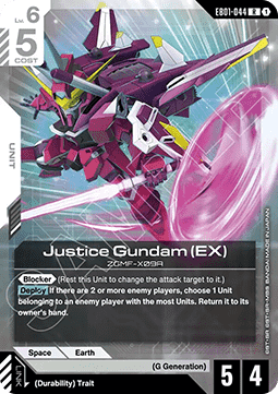 Gundam Card Game Justice Gundam (EX) EB01-044 Rare single card – Eternal Nexus